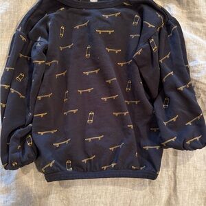 Navy Blue Kids Shirt with Skateboard Print